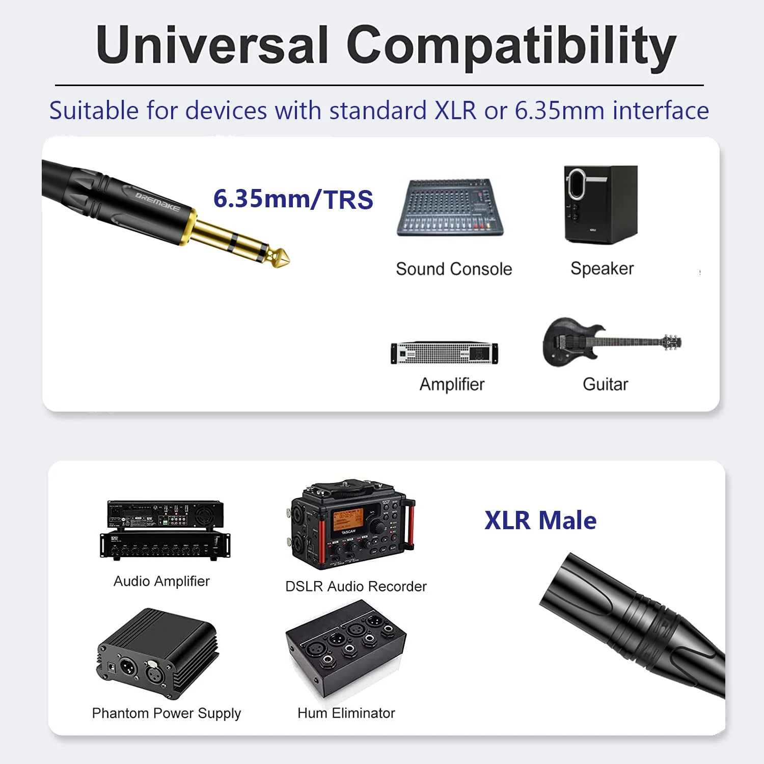 XLR ذكر إلى 6.35 مللي متر TRS  - مراجعة Audio Music Mixer وسعره
